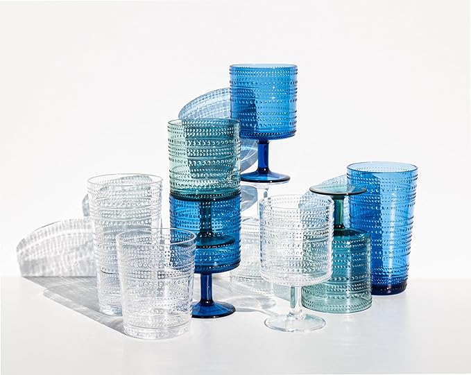 Beaded Jumbo Drinkware, Indoor/Outdoor, Cobalt Blue, 16 oz., Set of 6