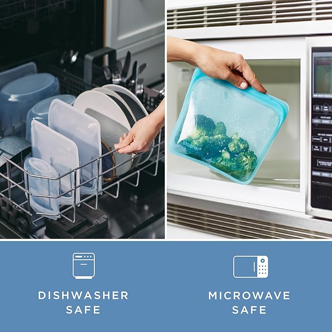 Stasher Premium Silicone Reusable Food Storage Bags, 6-Pack, Multi, Multi-Use Food Storage Bags, Lunch Bag, Travel Containers, BPA Free, Leak-free, Dishwasher-Safe, Eco-friendly