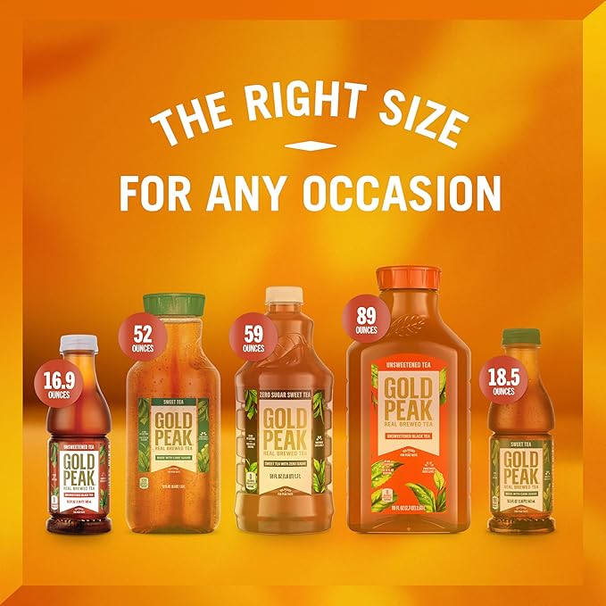 Gold Peak Tea, Unsweet Tea, 16.9 fl oz, 6 Pack