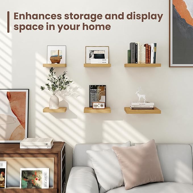 Fun Memories Floating Shelves for Wall - 9.3 Inch Square Shelves with Invisible Brackets, Small Wall Shelf for Living Room, Bathroom, Bedroom, and Kitchen Decor，Set of 3
