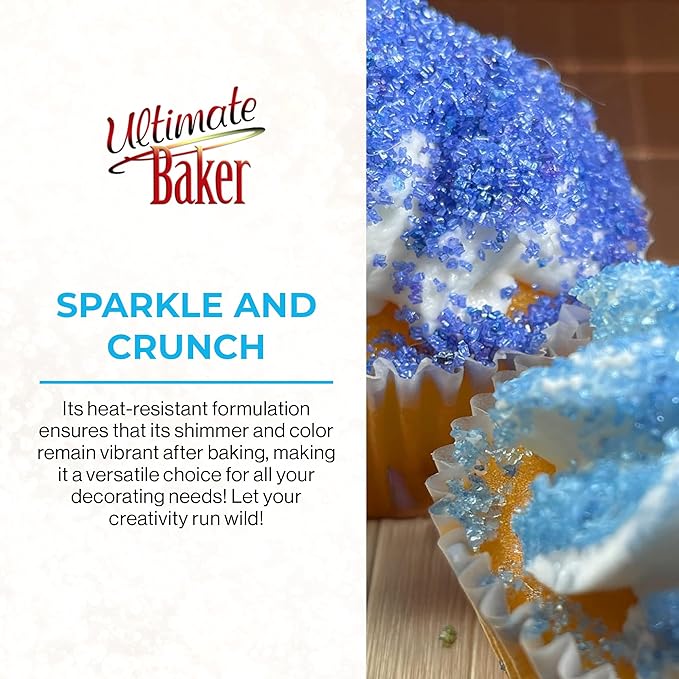 Ultimate Baker - Sanding Sugar, Sky Blue - Vibrant, Naturally Colored Baking & Decorating Sugar, Perfect for Sprinkling on Cakes, Desserts & Confections, Medium Crystal - 8oz