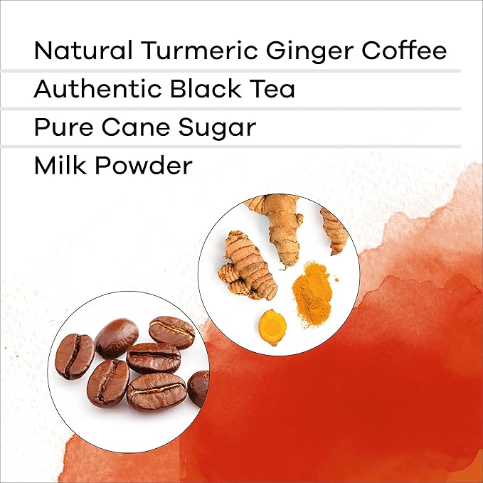 QuikCafe Turmeric Ginger Coffee – 10 Count, Bold Turmeric Ginger Flavor, Naturally Caffeine-Light, no preservatives, – Just Add Hot Water