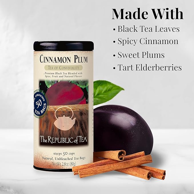 The Republic of Tea Cinnamon Plum Black Tea, Refill Pack of 250 Tea Bags