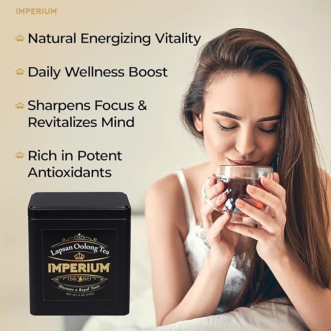 Imperium Lapsang Oolong Tea Loose Leaf (4oz), Hand-Picked Premium Oolong, Brews 100 Cups, Naturally Bold Beverage, Robust Smoky Flavor, Deep Aroma, Comforting Smooth Finish, Energizing Experience