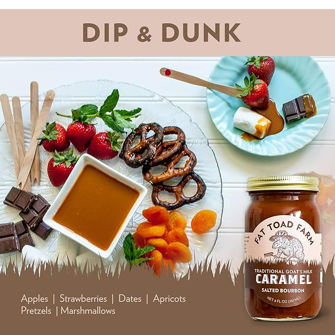 Fat Toad Farm Traditional Goat’s Milk Caramel Sauce/Cajeta, Salted Bourbon, Gluten Free, 8 fl oz