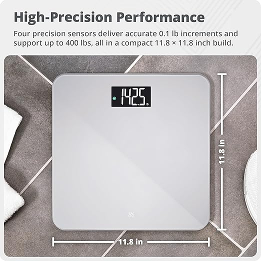 Greater Goods Digital AccuCheck Bathroom Scale for Body Weight, Capacity up to 400 lbs, Batteries Included, Pearl Gray
