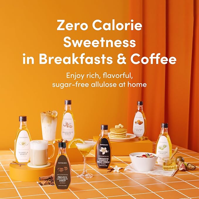 Allulose syrup & Premium Cinnamon Allulose Syrup 18.7 Fl Oz - Liquid Sweetener for coffee and other drinks - Keto, Vegan, Diabetes-Safe - Zero Calorie Sugar Substitute - Monk Fruit