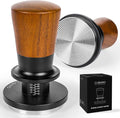 53.3mm Calibrated Espresso Tamper - 30lb Spring Loaded Auto-Leveling Coffee Tamper with Walnut Handle & Ripple Stainless Steel Base for 54mm Portafilters