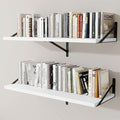 Deep Wall Shelves 40"W x 12"D Engineered Wood Floating Shelves for Wall, Sturdy Metal Bracket Bookshelves Home Decor Storage for Living Room Bedroom Bathroom Kitchen, Set of 2, White Finish