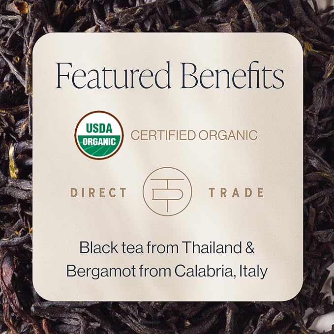 Rishi Tea Earl Grey Tea - Organic Loose Leaf Pure Black Tea with Bergamot Oil, Energizing & Caffeinated - 16 Ounces, 50+ Servings