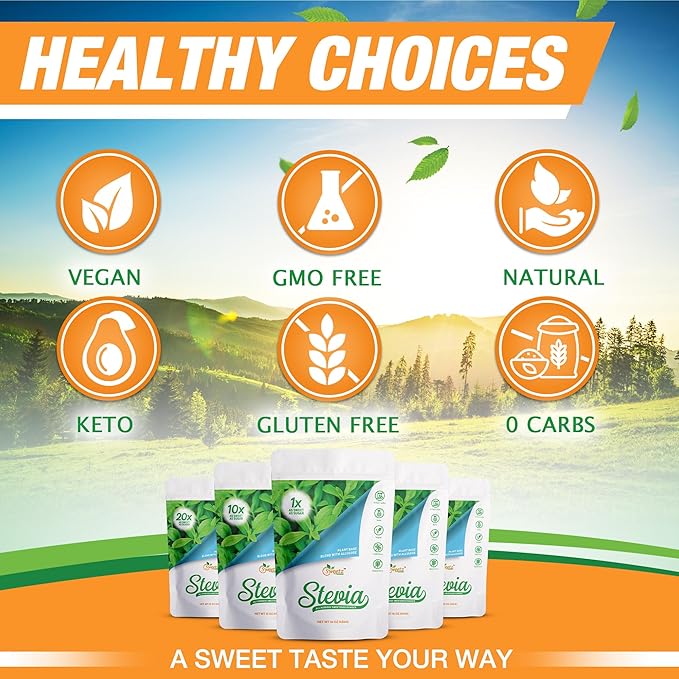 Allulose - Stevia Blend All Purpose Sweetener Multi-Pack-2: 1X Sugar Sweetness; Total Servings 228; Zero Calorie Sweetener, Sugar-Free Substitute for Baking, Smoothies, Coffee; Low Carb Keto Diet Friendly Food | Pack of 2, 1-LB/Each