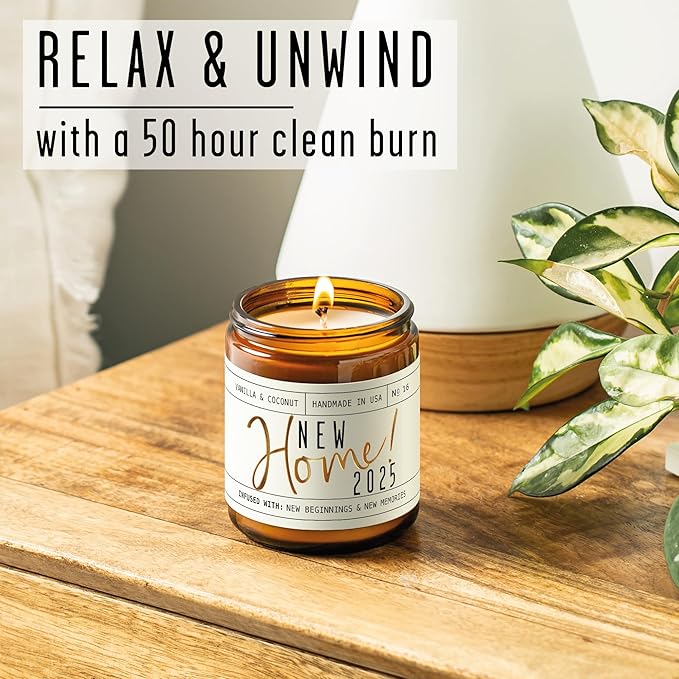 House Warming Gifts New Home, Housewarming Gifts New Home 2025' Soy Candle, w/Vanilla, Coconut & Vetiver I for New House I 9oz Jar, 50Hr Burn, Made in USA
