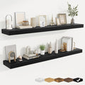 fuqing Floating Shelves for Wall, Wall Mounted Wood Floating Shelf with Invisible Brackets for Living Room, Bathroom, Bedroom, Kitchen Storage and Decor, 55 Inch Set of 2, Black