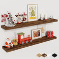 Floating Shelves for Wall, 40 Inch Floating Shelves for Home Decor, Wall Mounted Rustic Wood Shelves, Bathroom, Hanging Deep Shelf for Bedroom, Living Room, Kitchen (Rustic Brown, Set of 2)