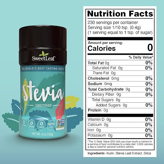 SweetLeaf Stevia Powder Shaker Jar - Zero Calorie Sweetener with Stevia Leaf Extract, No Artificial Sweetener Additives, Sugar Free, Keto Friendly, Non GMO, Gluten Free - 4 Oz (Pack of 3)