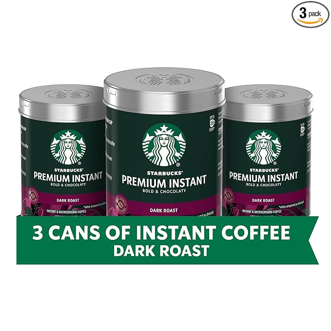 Starbucks Premium Instant Coffee, Dark Roast, 100% Arabica Beans, 3 Pack (3.17 Oz Each)