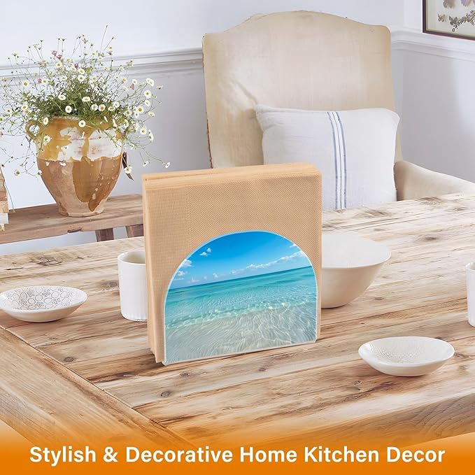 Napkin Holder Acrylic Napkin Holders for Table, Tissue Paper Cocktail Napkin Holder for Kitchen Dinner Napkins Dispenser for Bar Accessories, Blue Ocean 1 Pack