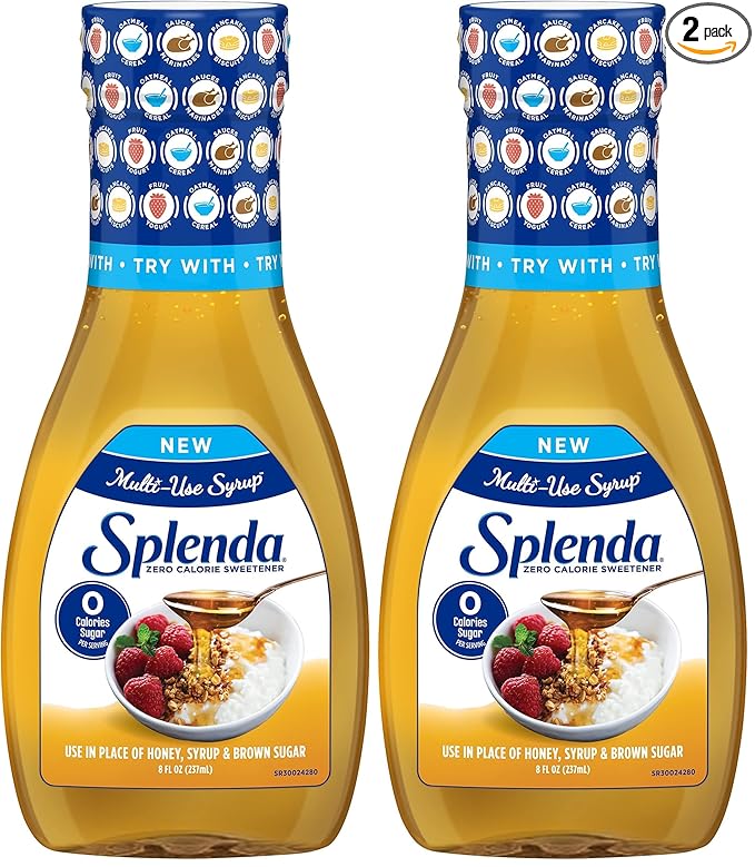 Splenda Multi-Use Syrup, Zero Calorie, Sugar Free Substitute for Maple Syrup, Honey, Agave and Brown Sugar, Allulose Liquid Sweetener, 8oz Bottle (Pack of 2)