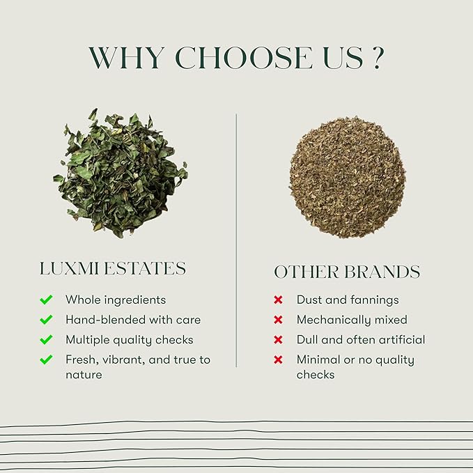 Luxmi Estates - Organic Peppermint Tea with Natural Vanilla Extract - Loose Leaf - 25g (12 Cups) Tea Bags, Limited Fall Tea With the Natural Sweetness of Vanilla, Perppermint Aids Digestion