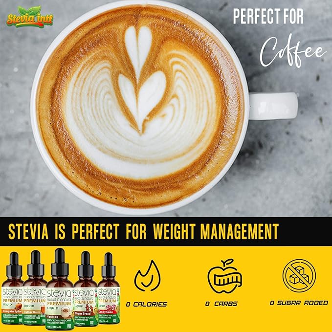 Stevia Intl - Holiday & Seasonal Special (Pack of 5). Premium Stevia Drops with 5 Flavors in Glass Bottles. 100% All-Natural Sweet, Non-Bitter, NON-GMO, Diabetic & Keto Friendly (1oz)