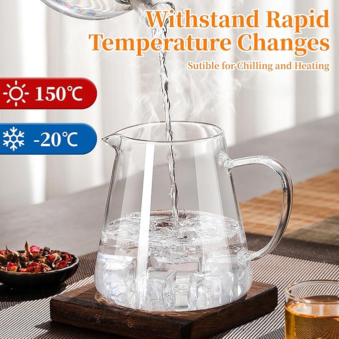 Glass Teapot with Stainless Steel Infuser, Borosilicate Tea Kettle, Clear Tea Maker for Loose Leaf Tea (550ML)