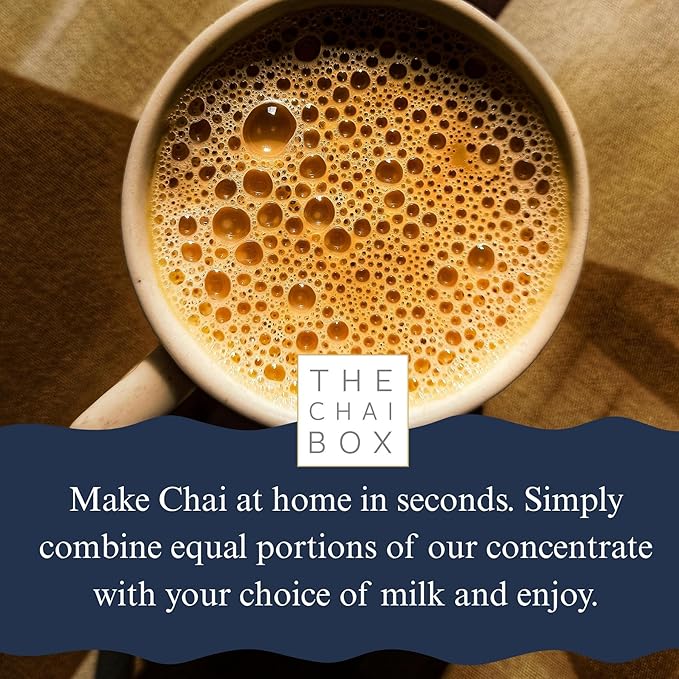 The Chai Box Sweetened Chai Tea Concentrate - Vegan, Gluten Free Chai Concentrate | 16 Ounce (Pack of 2) | Hot or Iced Black Tea Concentrate, Small Batch with Whole, Premium Spices