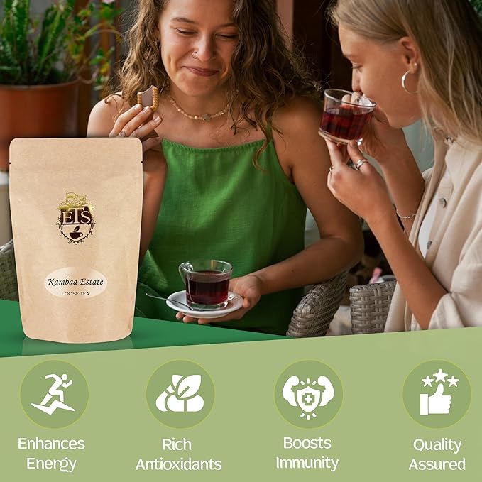 English Tea Store - Kambaa Estate Loose Leaf Black Tea | Malty Flavor With Light Currant Notes | Kenyan Grown | Natural Flavor Loose Leaf Tea | Premium Black Tea Leaves | GMO-Free | 16oz Pouch