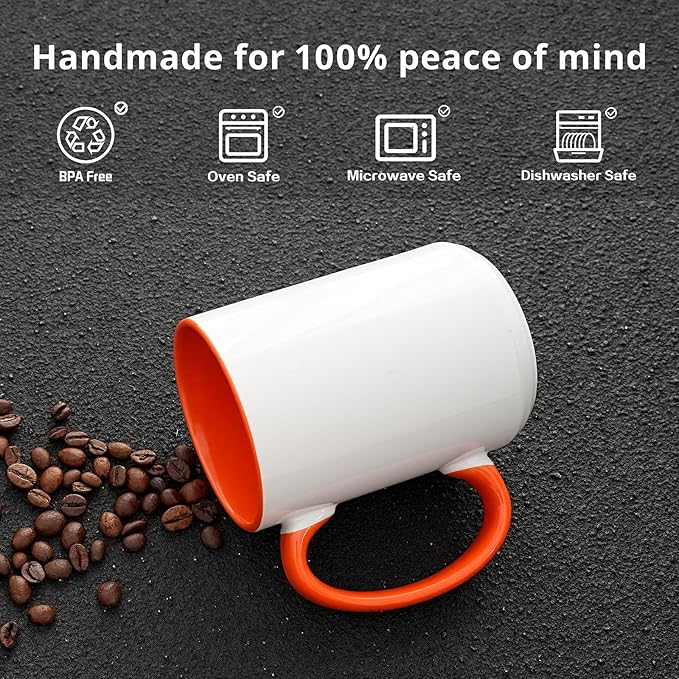 Ceramic 15oz Sublimation Coffee Mug, Orange, Case of 24