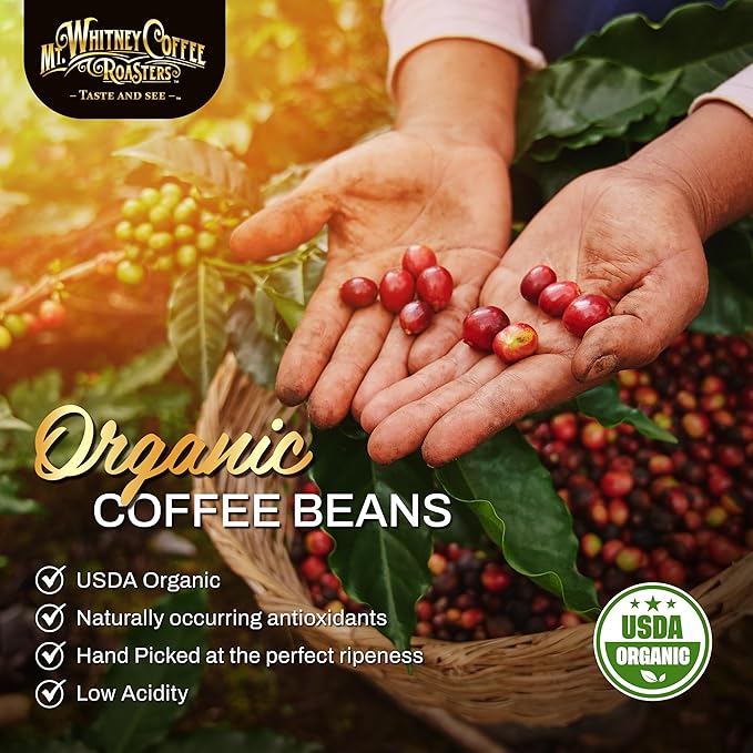 Mt. Whitney Organic Papua New Guinea, Medium Dark Roast, Low Acid Coffee (Whole Bean, 2Lb)
