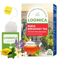LOOMICA Paris Breakfast Black Tea, Smooth Black Tea Blend with & Natural Lavender, Refreshing Bergamot & Sweet Vanilla, Rich Morning Tea, Perfect with Milk or Honey, No Artificial Sugar Added, 20 Count