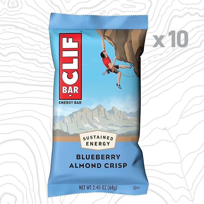 CLIF BAR - Energy Protein Bars - Blueberry Almond Crisp - Made with Organic Oats - Energy Bars - Non-GMO - (10 Pack)
