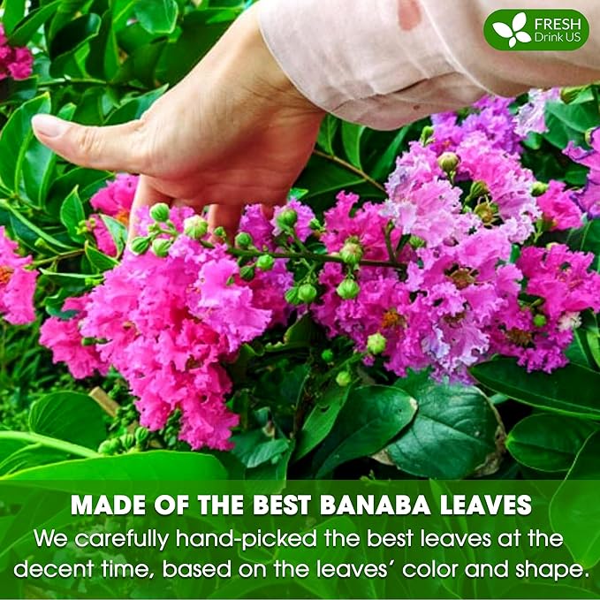 FreshDrinkUS, Premium 50+ Banaba Dried Leaves, 100% Natural & Pure from Whole Banaba Leaves, Banaba Leaf Tea, No Additives, No Caffeine, Vegan