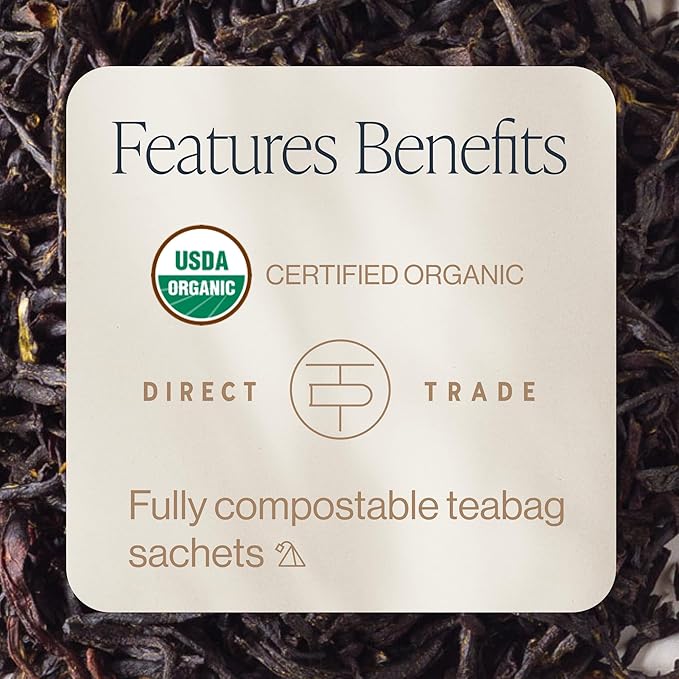 Rishi Tea Earl Grey Tea - Organic Sachet Tea Bags, Pure Black Tea with Bergamot Oil, Energizing & Caffeinated - 15 Count (Pack of 6)