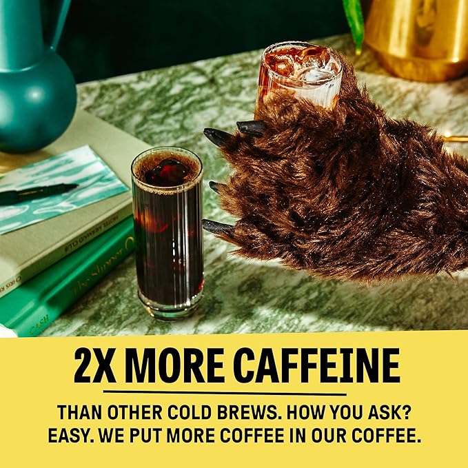 Wandering Bear Straight Black Organic Cold Brew Coffee On Tap, Iced Coffee Drink - Extra Strong, Bold, Smooth, No Sugar Added, Shelf-Stable, Ready to Drink, 100% Organic - 128 fl oz (1 gallon)