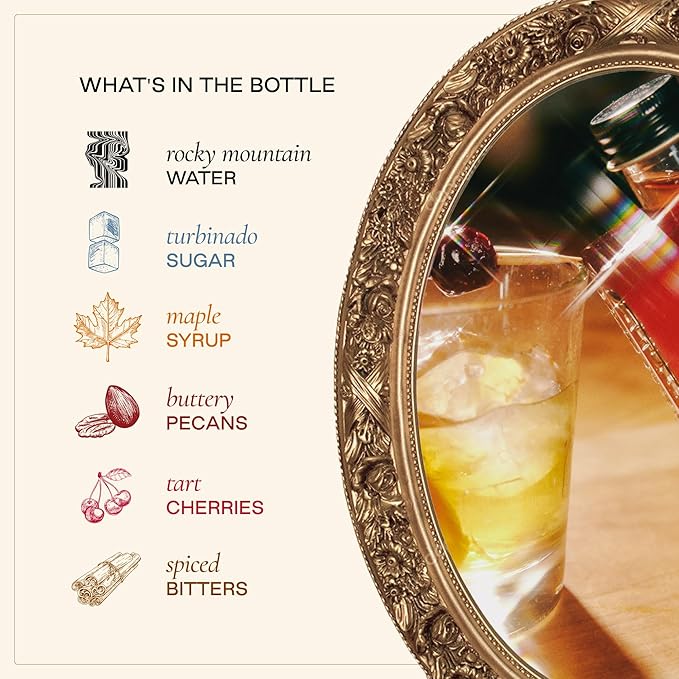 Strongwater Maple Pecan Old Fashioned Craft Cocktail Mixer - Makes 32 Cocktails - Handcrafted Old Fashioned Syrup with Pecan, Maple Syrup & Cherry - Just Mix with Bourbon or Whiskey