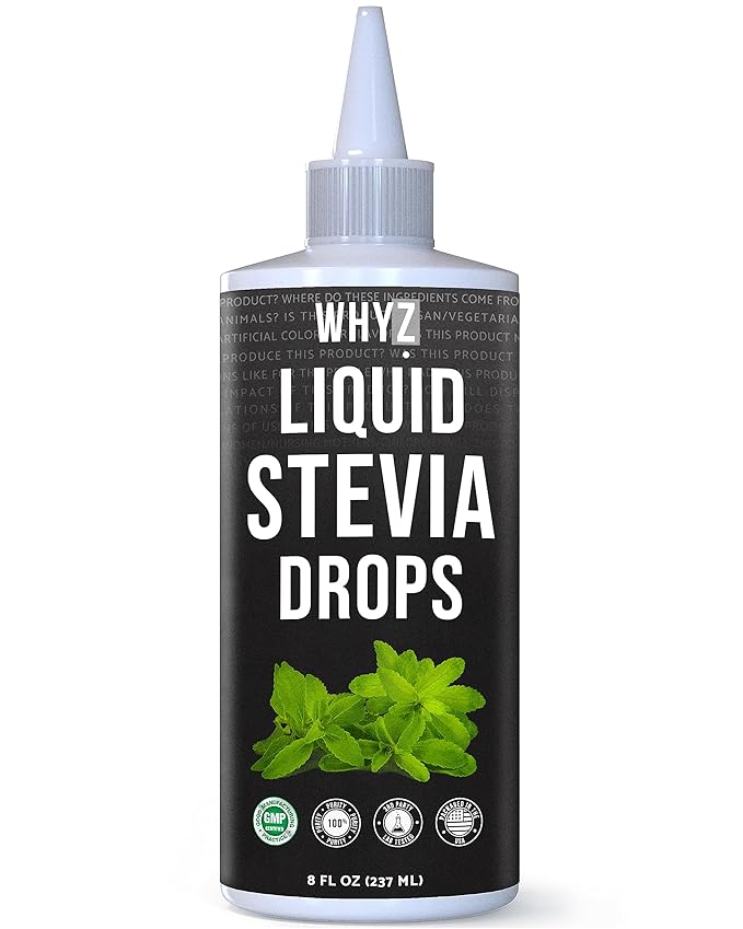 WHYZ Liquid Stevia Drops 8oz, Natural Liquid Stevia Extract, Pure Sweetener, Plant-Based Sweetener For Coffee Syrup, Zero Calorie, Non-GMO, Gluten-free, 1,823 Servings