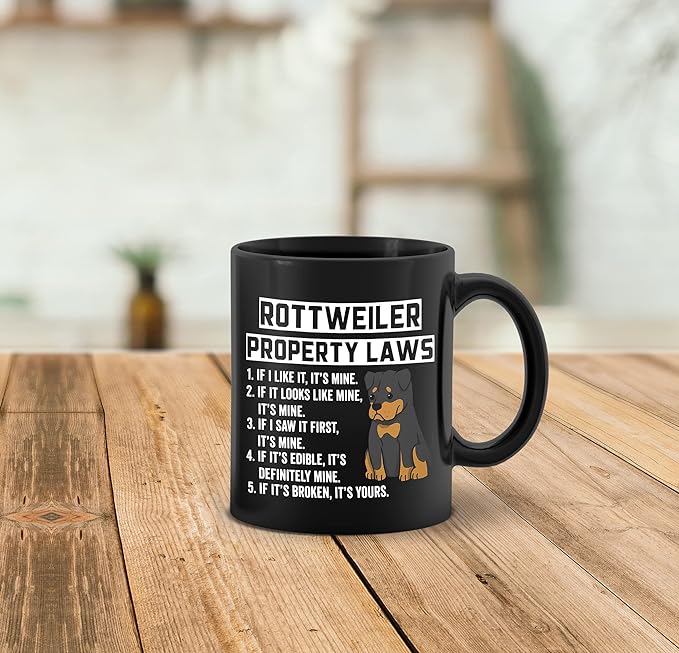 Rottweiler Property Laws 11 Ounces Ceramic Mug Cup, Funny Rottweiler Dog Coffee Tea Mug Cup, Home Girls Room Office Decor, Christmas Birthday Gifts for Dog Lovers Rottweiler Mom Owner Girls
