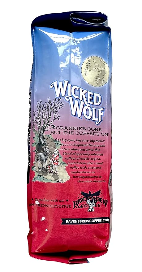 Raven's Brew Wicked Wolf Ground Coffee, 12 ounce - Dark Roast - Full Body of Currant and Spice (2 Pack)