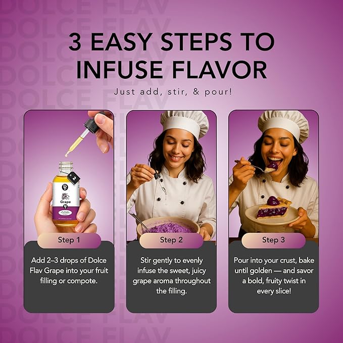 Dolce Flav Grape Extract 8 oz – Kosher, Sugar-Free, Concentrated Fruit Flavor for Candy, Chocolates & Desserts, Includes Measured Dropper