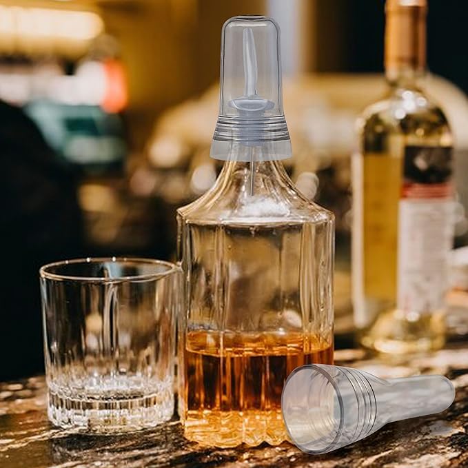 Esatto 24 Pieces Pour Spout Covers - Translucent Liquor Bottle Toppers, Universal Bottle Pour Dispenser, Liquor Bottle Covers Bottle Cover Dust for Home Kitchen Tools Supplies (Clear)