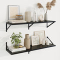 Axeman Black Floating Shelves for Wall - 36 Inch Wide x 10 Inch Deep Floating Shelves Set of 2 -Black Wide Wall Shelves for Living Room Bathroom Bedroom