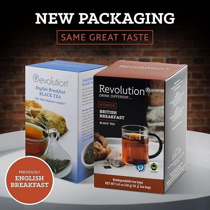 REVOLUTION TEA® English Breakfast Tea [THE ORIGINAL] – British Breakfast – Premium Full Leaf Tea – Biodegradable Infuser Tea Bags – Black Tea – 20 Bags