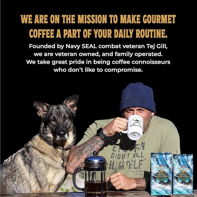Warpath Coffee Dark Roast Whole Bean Coffee, Mariner's Blend, High Caffeine, Extra Strong Roasted 100% Arabica Coffee Beans Whole, Rich Aroma, Full-Bodied Intense Cup, Created by Navy SEALs, 2lb
