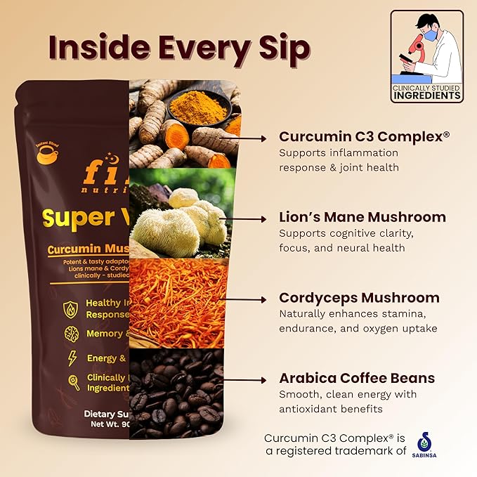 Super Vitality – Anti-Inflammation, Energy, Focus & Stamina | Clinically Studied Superfood Latte Powder | Clean, Effective, Made in California