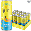 Juni Sparkling Adaptogen Drink with Ashwagandha, Lion’s Mane & Reishi Mushrooms, Green Tea for Focus, Zero Sugar, 5 Calories, Organic, Non Alcoholic Drinks - Lemon 12 pack