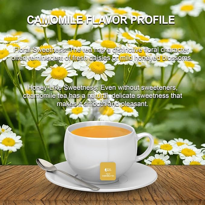 True Organic Premium Chamomile Tea |100 Count Tea Bags | USDA Organic & Kosher Certified |100 Envelop Organic Chamomile Tea Bags for Your Home & Cafe.