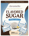 Javamelts French Vanilla Flavored Sugar Packets | Pure Cane Sugar for Baking, Coffee Syrup Substitute, Cocktails, Tea | Non GMO, Non Dairy, Gluten Free, Kosher | 200 Bulk Sugar Packets
