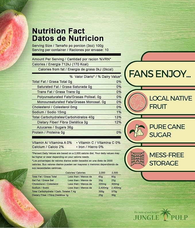 Jungle Pulp GUAVA Puree Costa Rica Blend, Topping, Flavoring, Better than Syrup, for Desserts, Smoothies, Margaritas, Cocktails, Juice and Shakes. 33.81 oz/ 1 Liter.