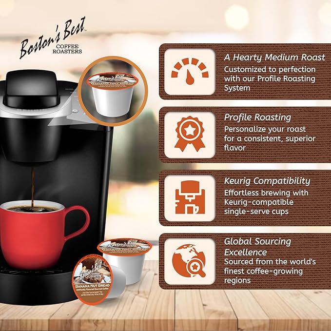 Boston’s Best - Banana Nut Bread Flavored Delicious Gourmet Coffee Compatible with Keurig Coffee Maker, 24 Count (Pack of 4)