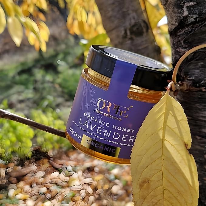 ORPHE Organic Lavender Honey – Clean Simple Natural Sweetener for Coffee, Tea, Matcha and Breakfast, Unheated & Creamed 9oz Glass Jar